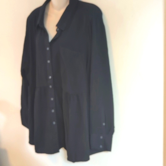 Torrid Peplum Crinkle Flannel Gauze Button Up Top 3X - Picture 7 of 16